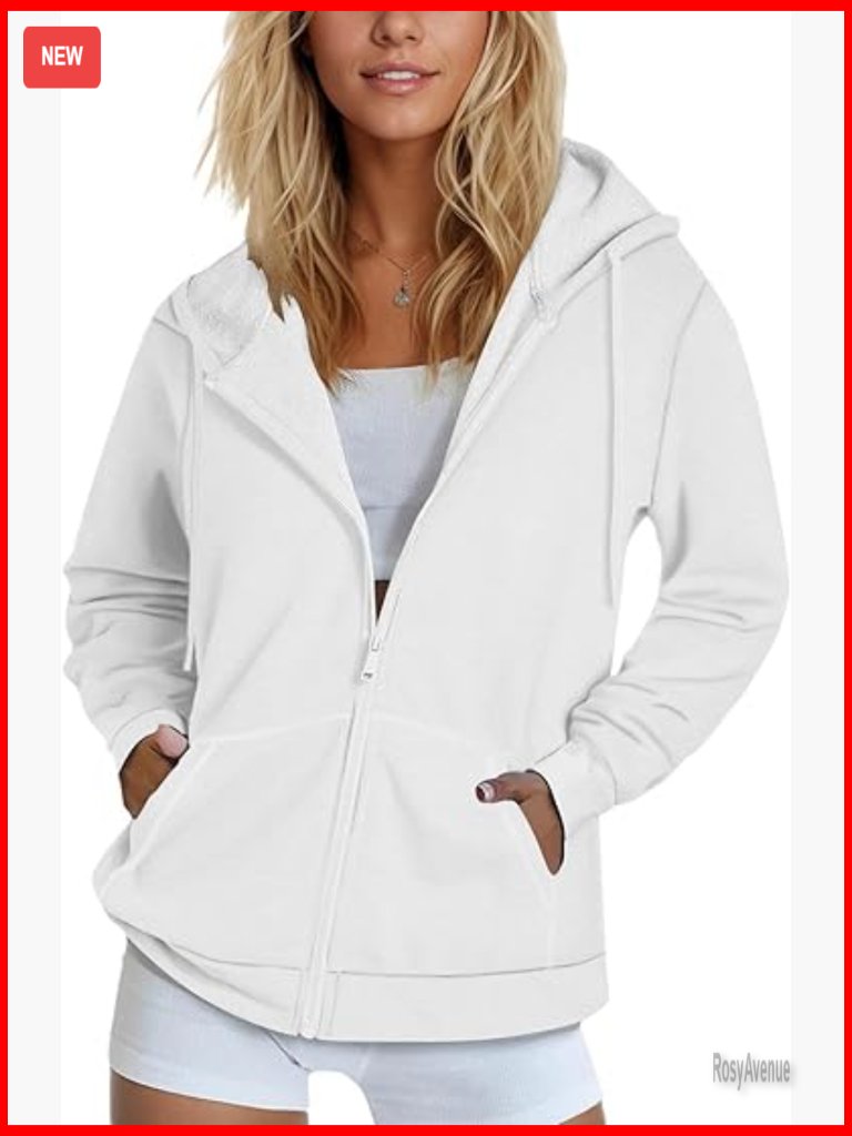 Zip Up Hoodie Long Sleeve Fleece Lined Lightweight Jacket
